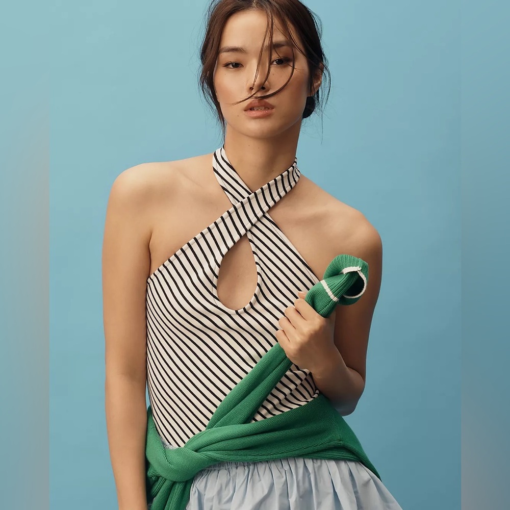 Anthropologie Twist-Front Halter Top